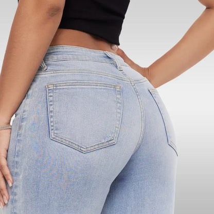 ONESO Mid‑Low Rise Baggy Jeans Stretchy Wide Leg for Women Distressed Denim Pants